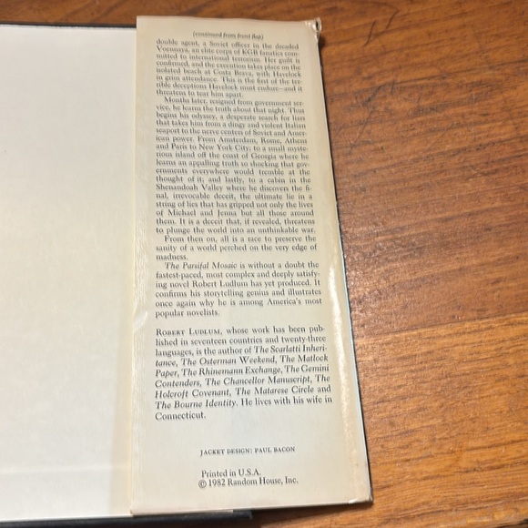 ©️1982 The Parsifal Mosaic by Robert Ludlum book club edition hardcover book - Picture 5 of 7
